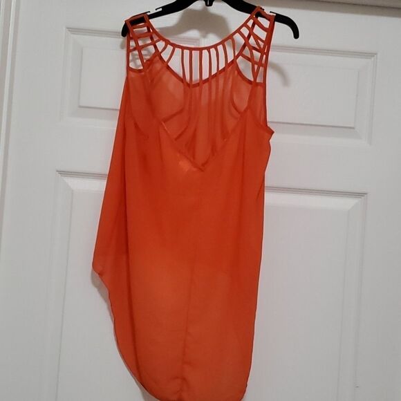 A'gaci Women's Orange Sleeveless top - Picture 2 of 9